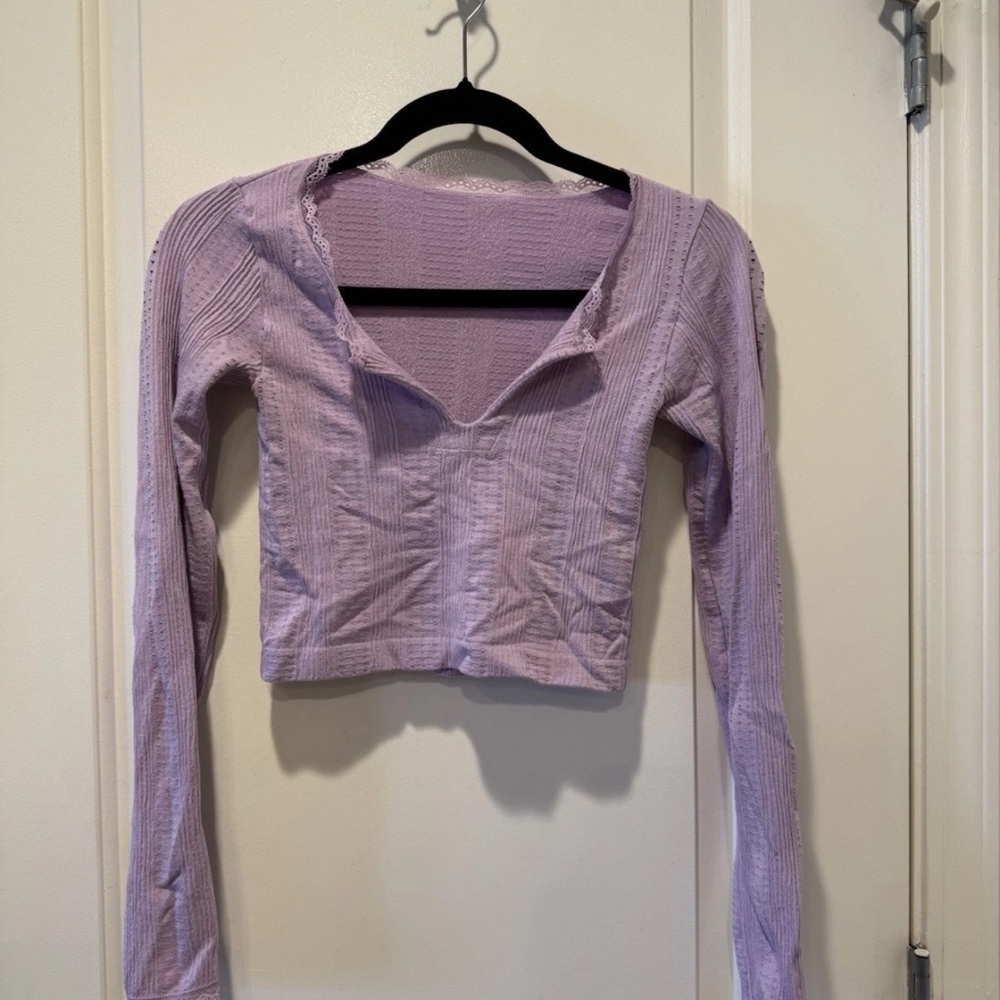 Urban Outfitters Out From Under Collection Purple Long Sleeve Fitted Crop Top ML